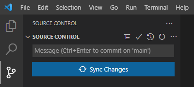 VS Code screen shot showing Sync Changes button